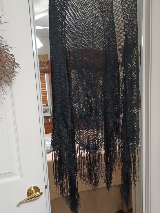 Coldwater Creek Accessories - Coldwater Creek Black Open-Weave Fringe Wrap